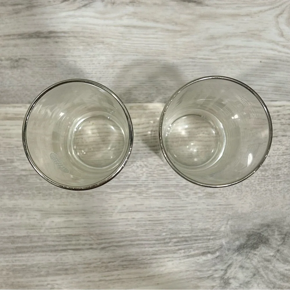 Jack Daniel’s Old No 7 Tennessee Whiskey Silver Rimmed Highball Glasses Set Of 2
